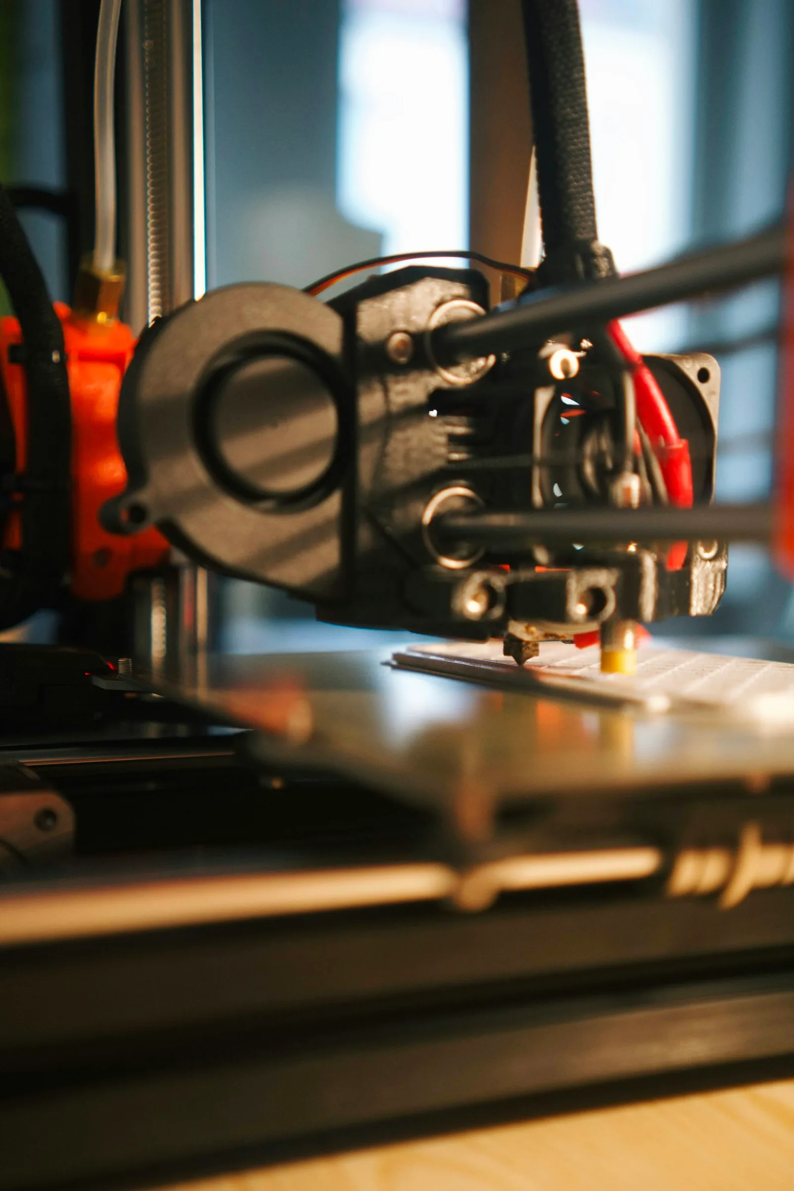 Cabeçote de impressora 3D em detalhe